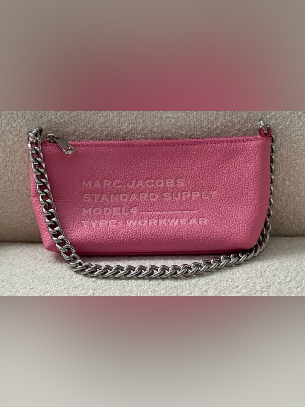 Marc Jacobs Pink Standard Supply Workwear Pebbled Leather Chain Shoulder Bag